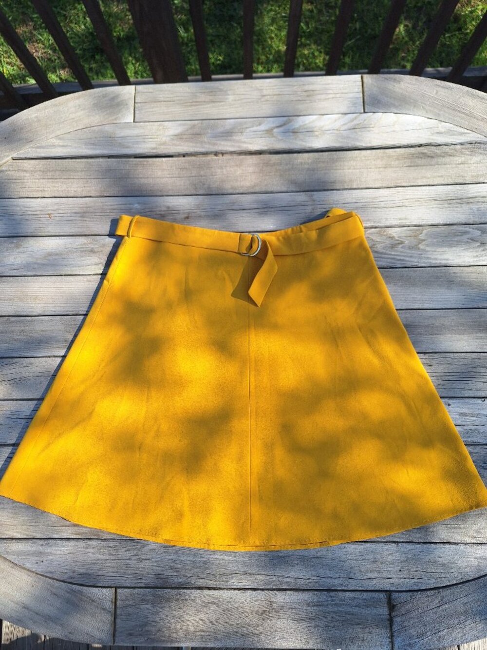 Nine West Maple Leaf Yellow Belted A-Line Skirt Size 14 Business Casual 90s Y2K